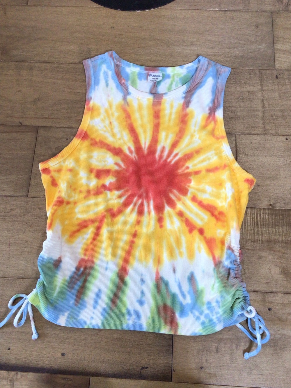 NWOT No Boundaries Juniors Tie Dye Ribbed Tank Top Side Tie Drawstring Medium